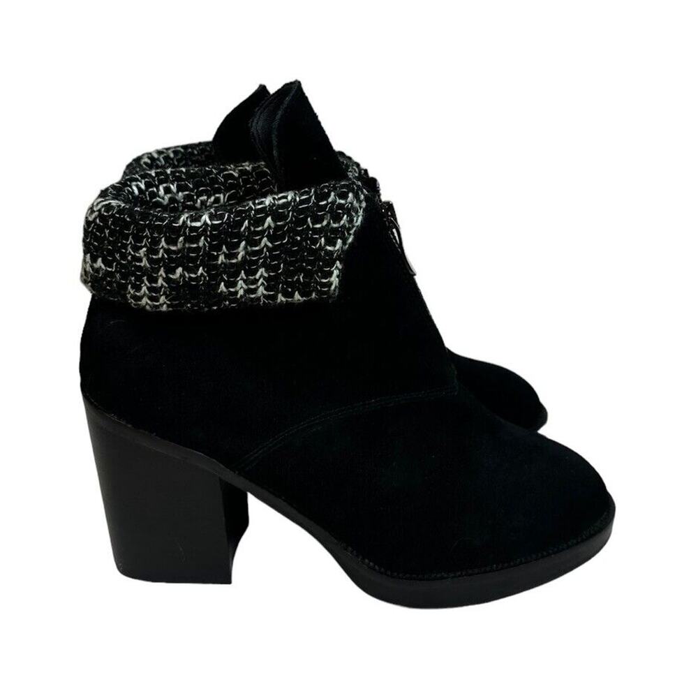 Chinese‎ Laundry Marvel Black Suede Ankle Boots Knit Sweater Cuff Womens 8.5 NEW